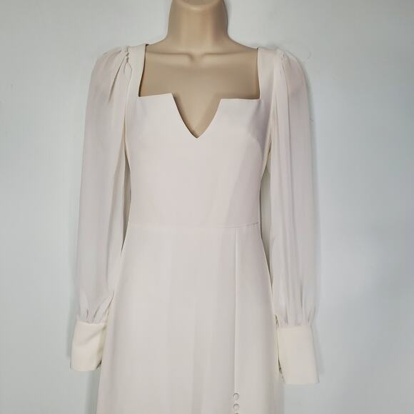 Jenny Yoo Long Bishop Sleeve Wedding Dress Deep V Back Gown White Ivory Size 2 - Picture 4 of 10